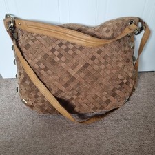 River Island Large SuedeLeather Tan Brown  Bag With Zip