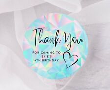 Thank You For Coming To My Party Personalised Party Stickers Round Custom Labels