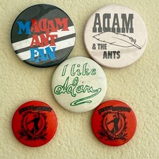 ADAM AND THE ANTS VINTAGE PIN BADGES  x  5    free u.k. delivery .