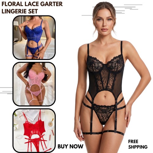 Sexy red lace corset lingerie - red,