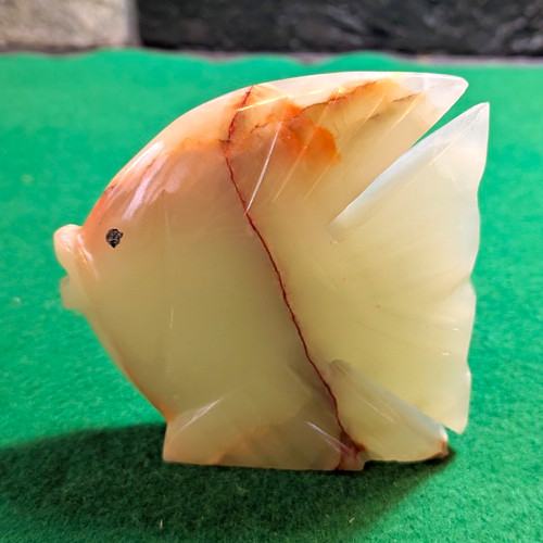 Vintage onyx stone fish - onyx,