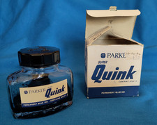 Vintage boxed Parker Quink ink bottles Permanent Blue, Black