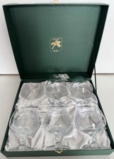 Set of 5 Large Clear Crystal Glasses Boxed Hand Crafted Vintage Style