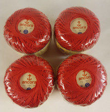 4 x 50g Coats Ancora Crochet Cotton Red Textile Crafts