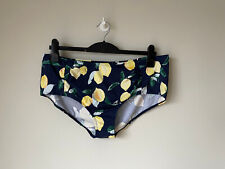 JOULES Bikini Briefs Bottoms Navy Blue Yellow Lemon Citrus Fruit 18 20 ? NEW