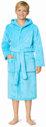 Kids turquoise fleece bathrobe - kids,