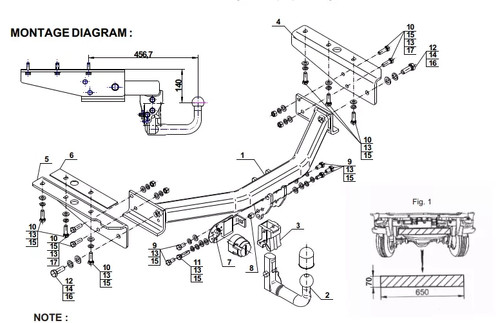 Detachable tow bar for - detachable,
