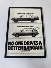 FRAMED Original 1986 Hyundai Stellar Pony Magazine Advert Poster Man Cave Retro