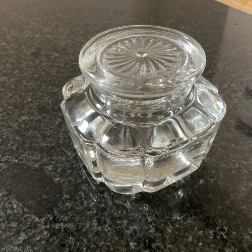 Vintage pressed glass inkwell - vintage,