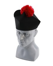 Black biretta with red pompom