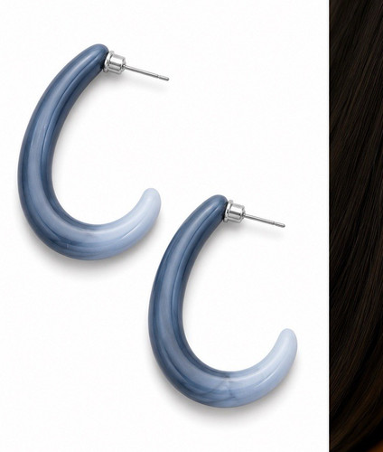 Blue chunky shaped hoop - chunky, c-shaped