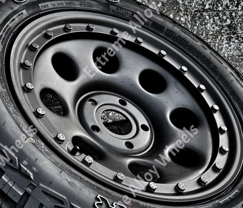 Black steel alloy wheels - steel,