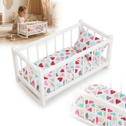 Wooden doll cradle white - wooden,