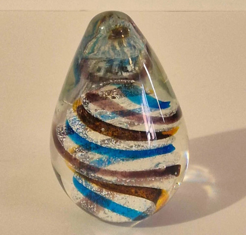 Swirl glass paperweight egg - glass,