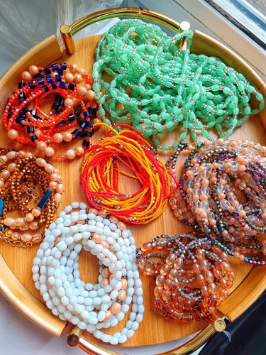 African waist beads white - african,