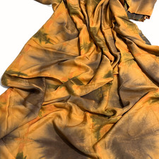 Adire Silk Crepe Green Orange