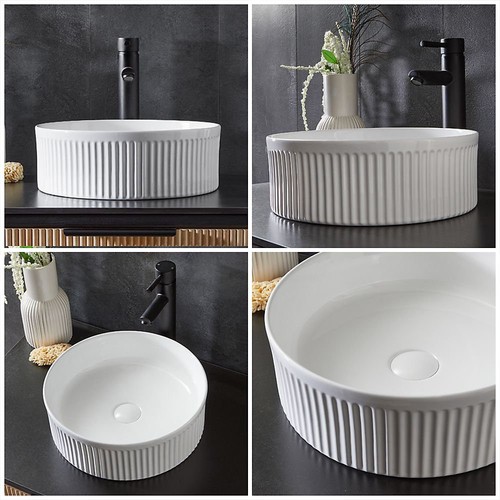 Modern white ceramic round - white,