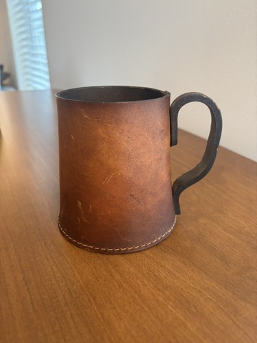 Real hide leather - mug, made