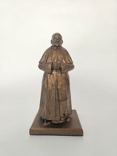 Bronzed Spelter Statue Pope John Paul II on Wooden Base – 22cm, 1.1kg Catholic