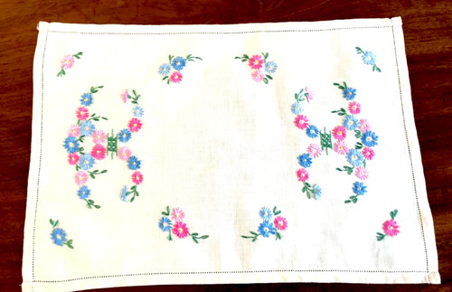 Vintage hand embroidered tray - vintage,