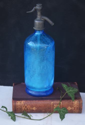 Antique blue glass mineral - antique,
