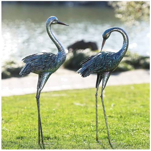 Metal blue heron - metal, garden