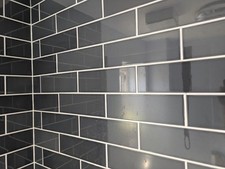 Johnson Savoy SAVO7A Brick Noir Gloss Ceramic Wall Tile 300mm x 100mm