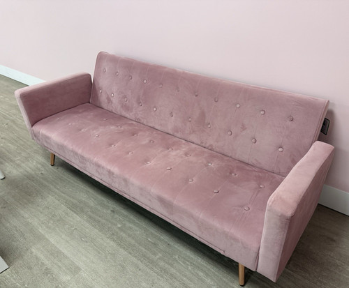 Blush pink velvet seater - pink, 3-seater