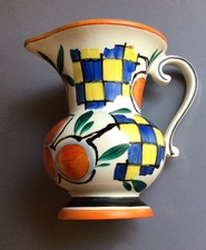 Vintage Ceramic Hand Painted Jug Blue Yellow Orange