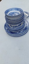 25 x Blue and White Willow Pattern Dinner Sets for 6 People Good  Condition £65