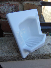 Vintage French Bathroom / Shower Recessed White Ceramic Soap Dish Tray