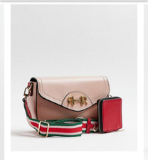 River Island Womens Cross Body Bag Pink Patent Snaffle Casual Stylish Satchel