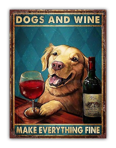 Dogs and wine aluminium metal - and,