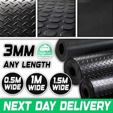 Rubber Flooring Matting 3MM Heavy Duty Non-Slip Industrial Checker, Coin, Ribbed