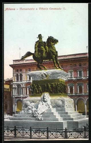 Postcard milan monument - postcard, milan,