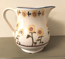 Brixton Pottery Sunflower Jug Handmade Spongeware 1 Pint Made in England