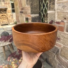 Wooden Fruit Bowl Keys Trinkets Tabletop Storage Round Design With Nice Patina