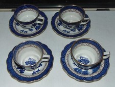 Booths Real Old Willow A8025 4 x Cups and Saucers Willow Pattern