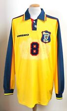 VINTAGE SCOTLAND 1996-1998 UMBRO MATCH WORN PLAYERS SHIRT No.8 LONG SLEEVES XL