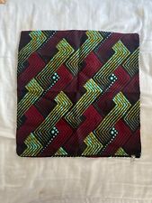 Geometric African Fabric Cushion Cover | Zip | Red Yellow Blue | 17" x 17.5"