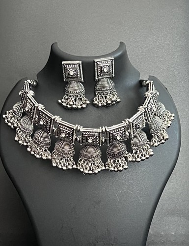 Brass oxidised choker necklace - brass,