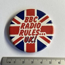 Vintage BBC Radio Rules UK  collectible Pin Badge United Kingdom Flag Union Jack