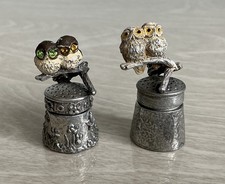 Warwick Pewter Thimbles By Stephen Frost - 2 X Owl Figurines