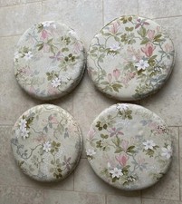 SET OF 4 Vintage Floral Round SEAT PADS Cushions For Dining Chairs