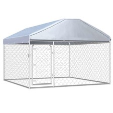 Outdoor Dog Kennel with Roof Lockable latch System Puppy Multi Sizes vidaXL