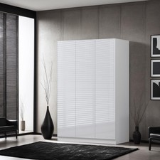 3 Door Triple Wardrobe Modern Bedroom Furniture Scandinavian Design White Gloss