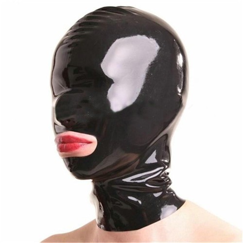 Black latex rubber hood - black, no
