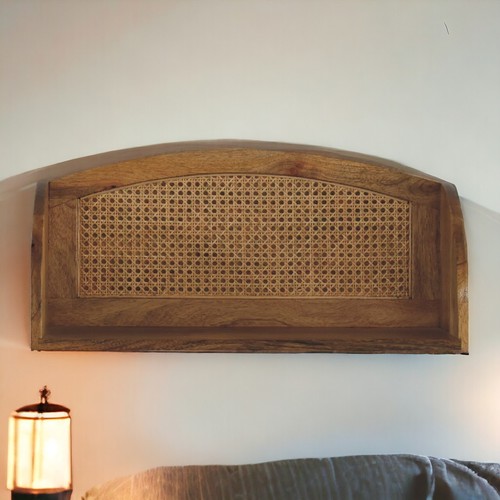Rattan open wall mounted shelf - wall,