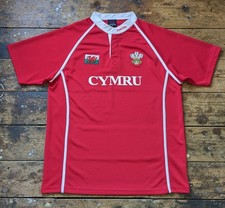 Manav Wales Cymru WRU Welsh short sleeved men's poly Rugby shirt jersey top M