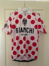 BIANCHI Milano Red Polka Dot Italian Designers Cycling Jersey Size UK Large
